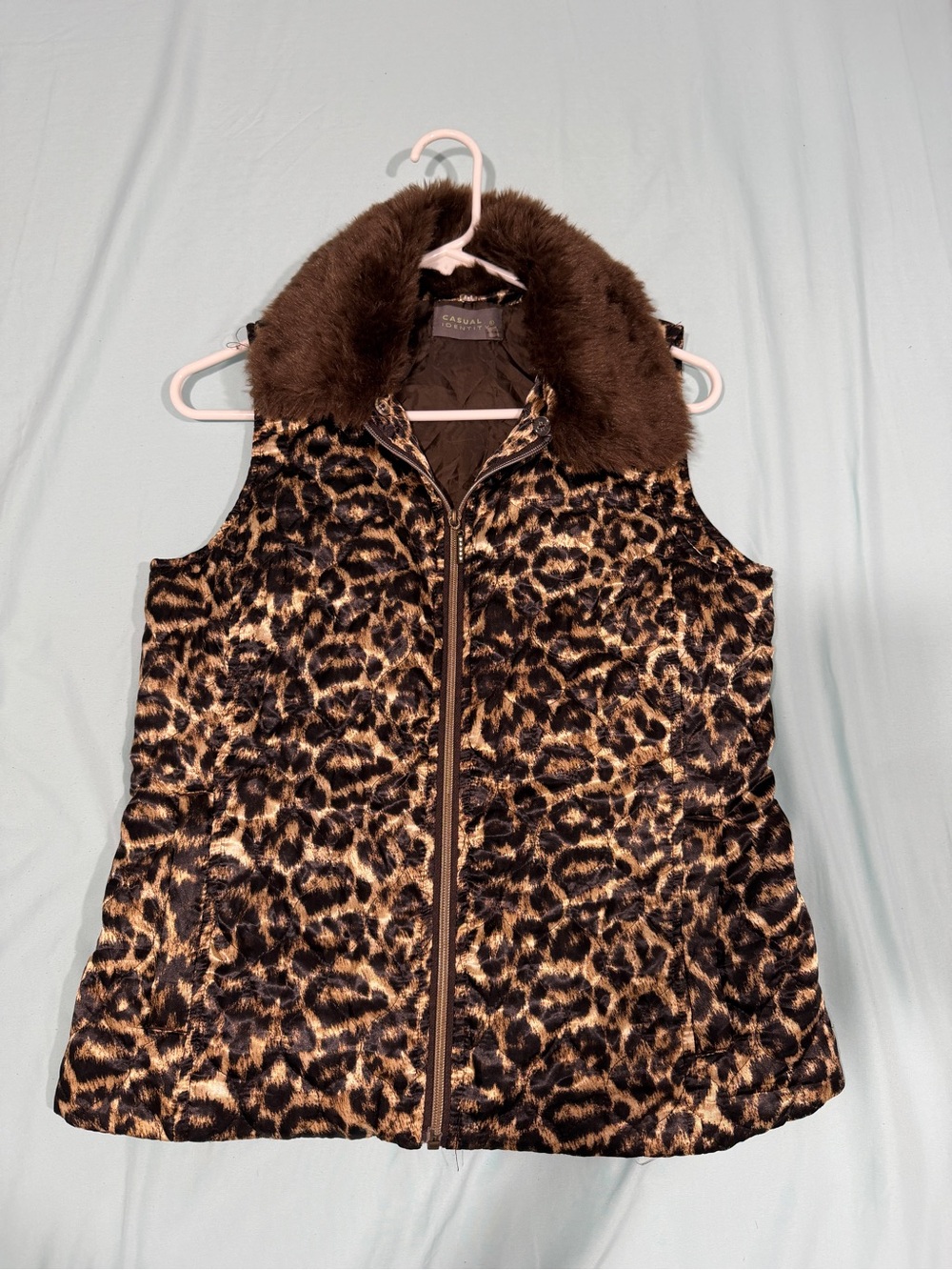 Casual Identity Leopard Faux Fur Vest Animal Print